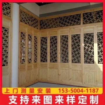 仿古建筑门窗，仿古折叠门设计制造，古建筑门窗，雕花实木门窗